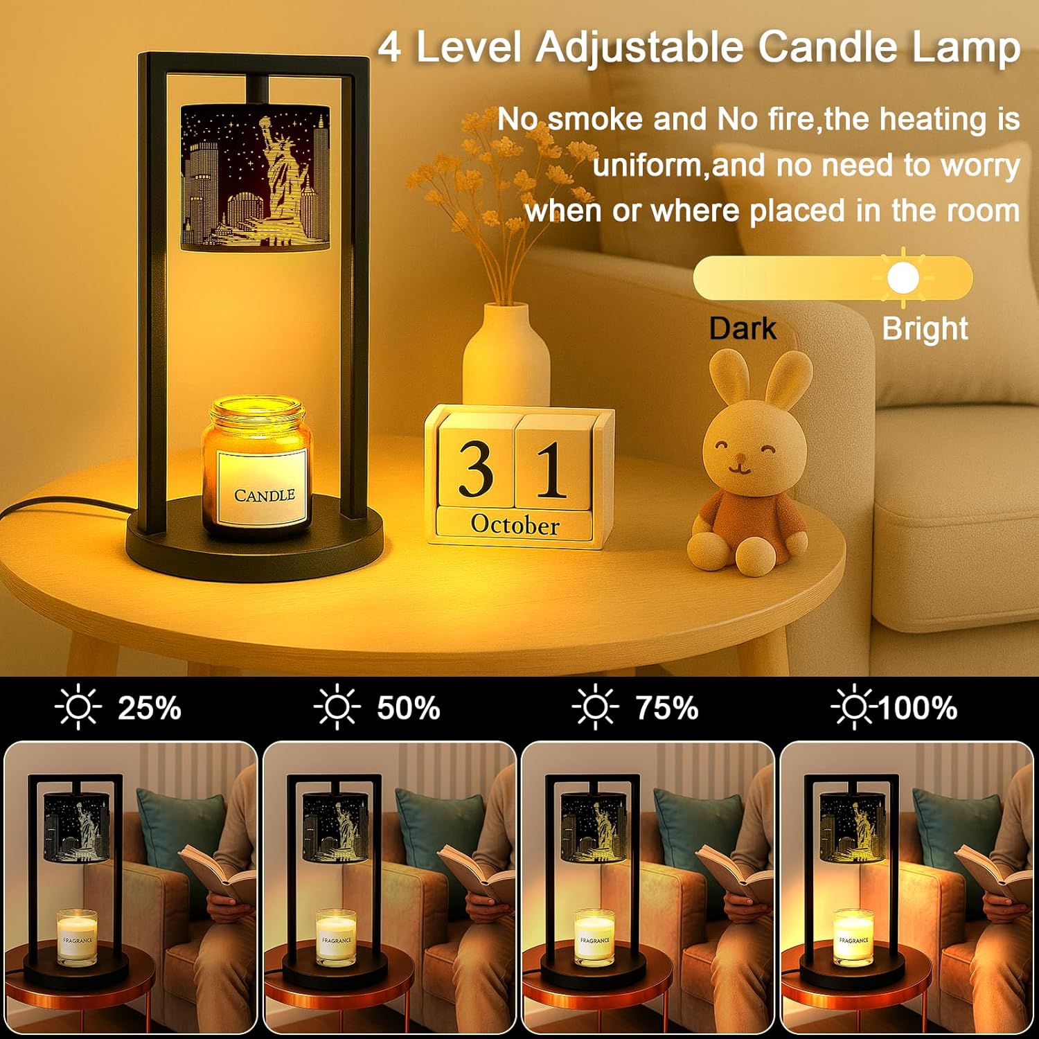 Statue of Liberty Candle Lamp Warmer with Timer and Dimmer