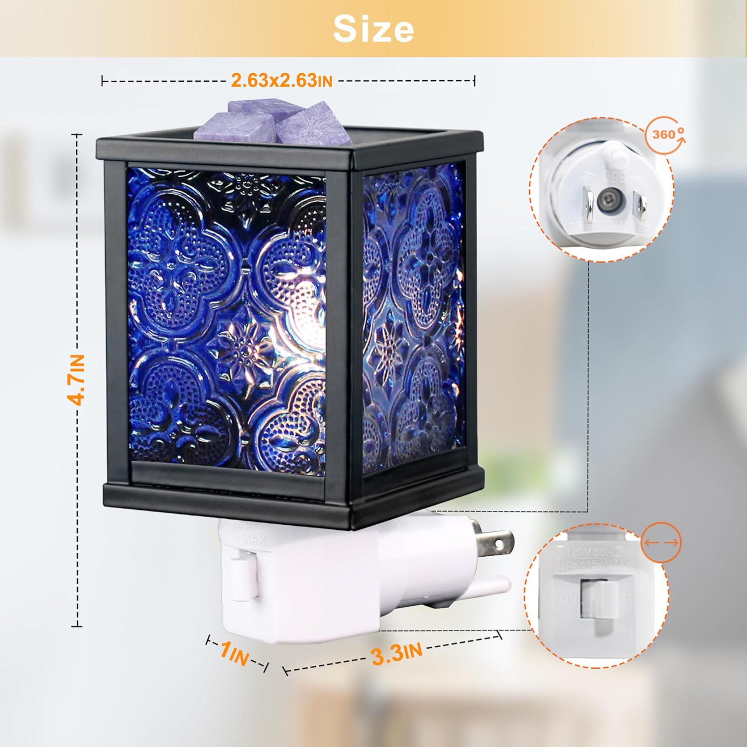 Moroccan Wall Plug-In Electric Wax Melt Warmer with Night Light