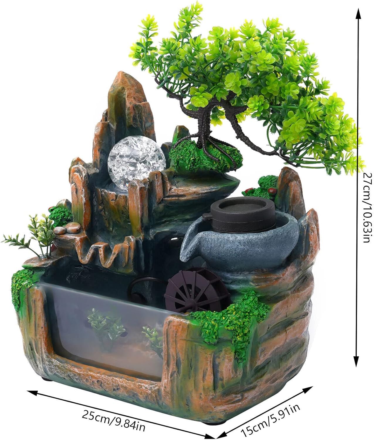 Mini Tabletop Fountain With LED Light - Indoor Decor