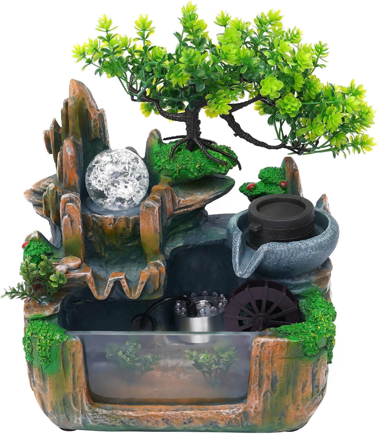 Mini Tabletop Fountain With LED Light - Indoor Decor