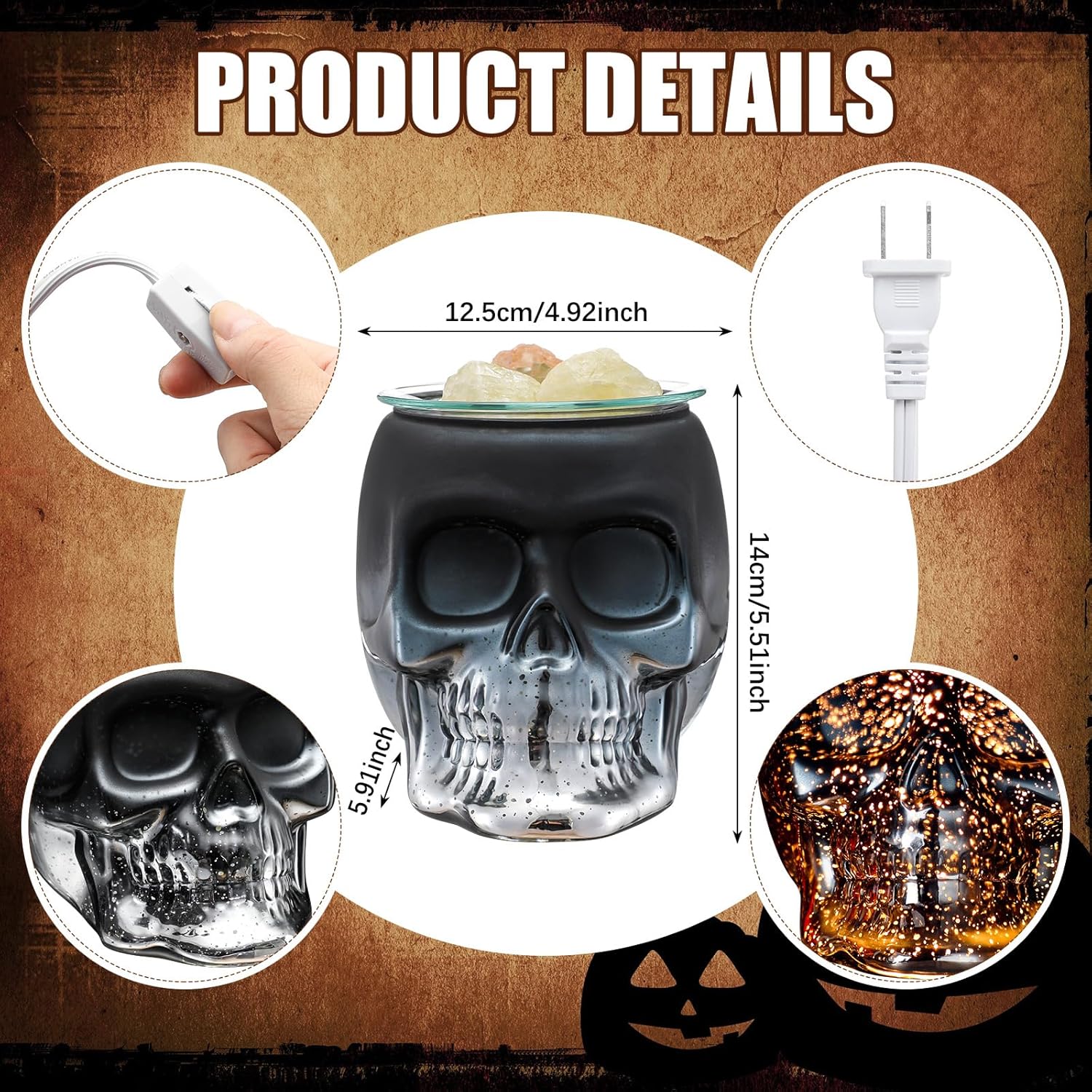 Halloween Skull Wax Melter with LED Light