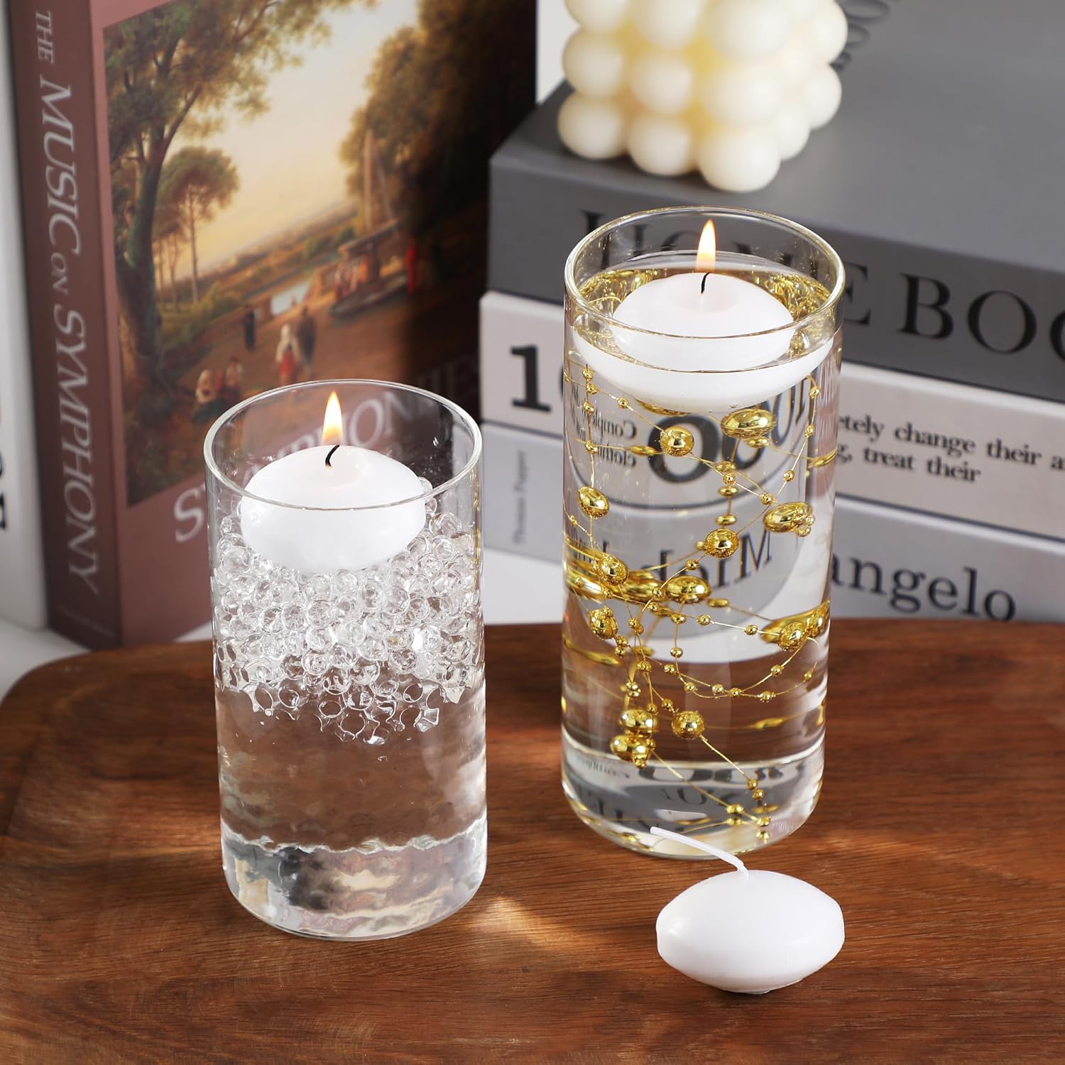 12 Piece Glass Vase Set with Floating Candles and Ice