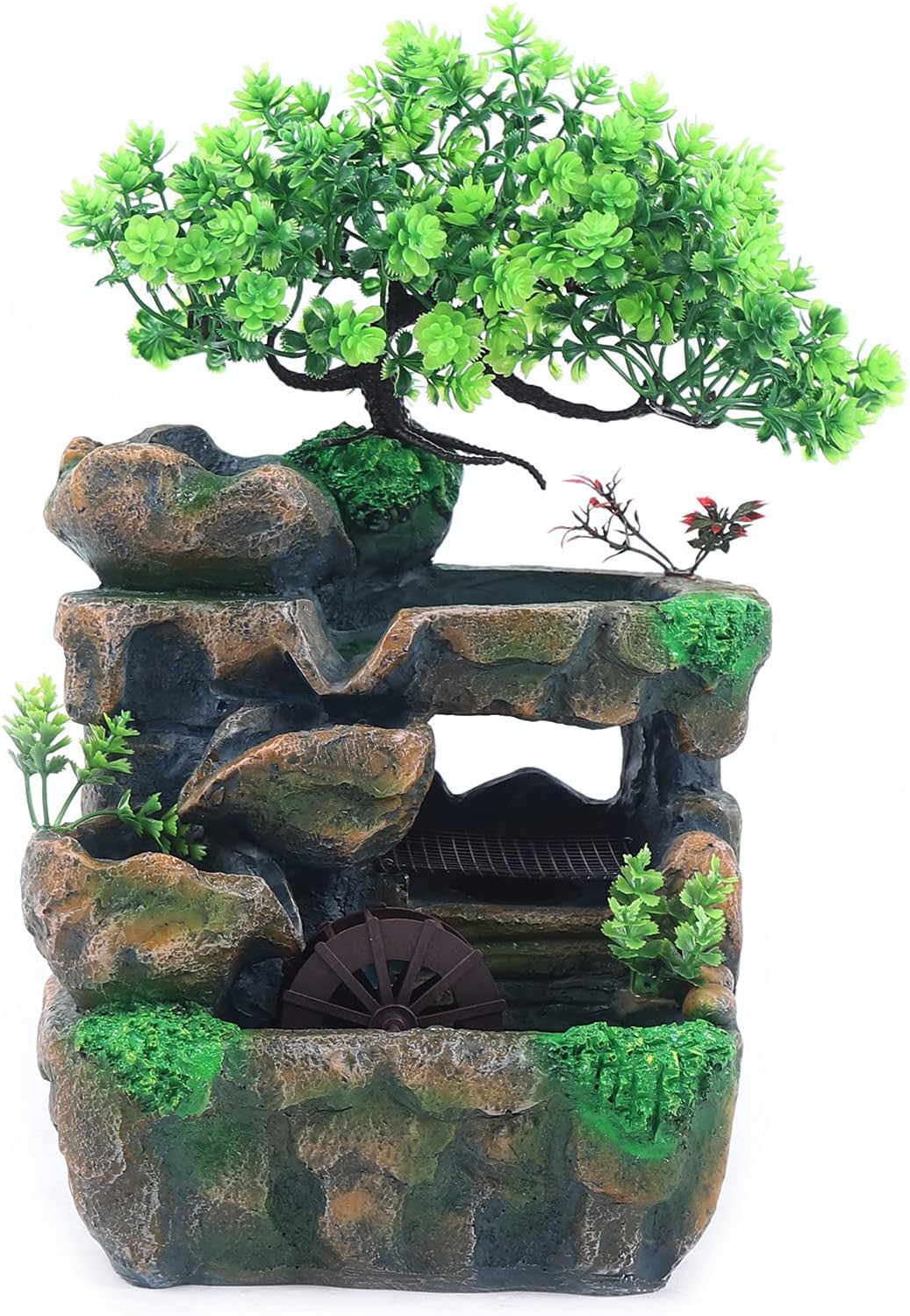 Mini Indoor Water Fountain with LED Light for Home Office Bedroom