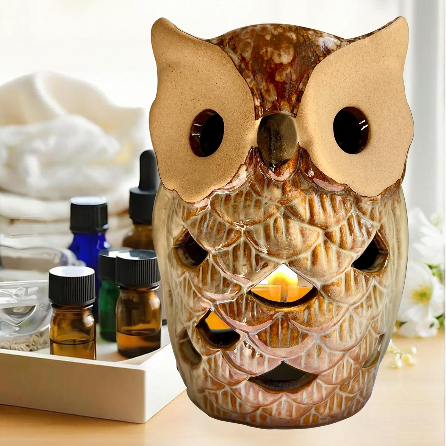 Ceramic Owl Wax Melt Warmer - Essential Oil Diffuser