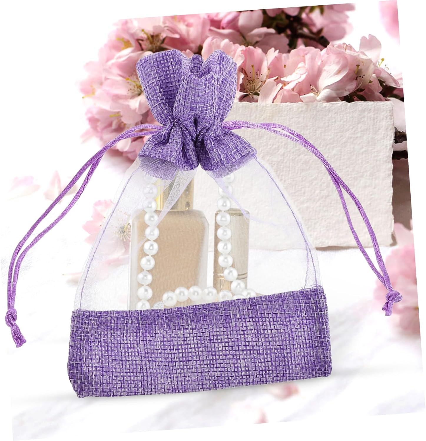 Cabilock 10pcs Lavender Sachet Bags with Drawstring Closure and Fine Mesh Design