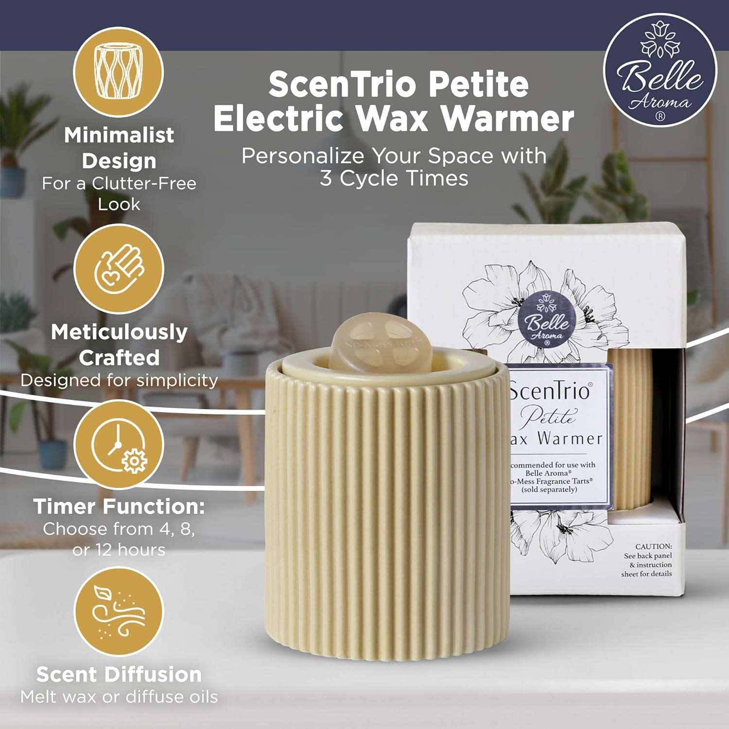 Scentrio Ceramic Wax Warmer - Taupe Fluted