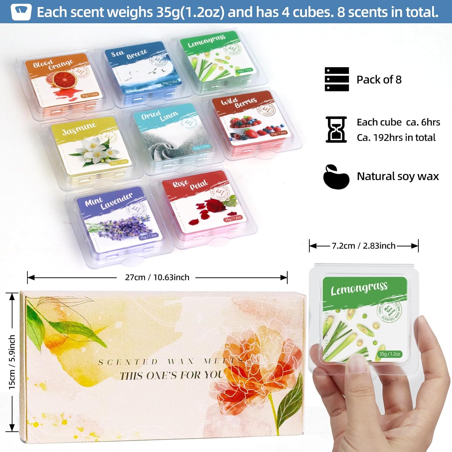 BAUFULLA Scented Wax Melts 8 Fragrance Gift Set