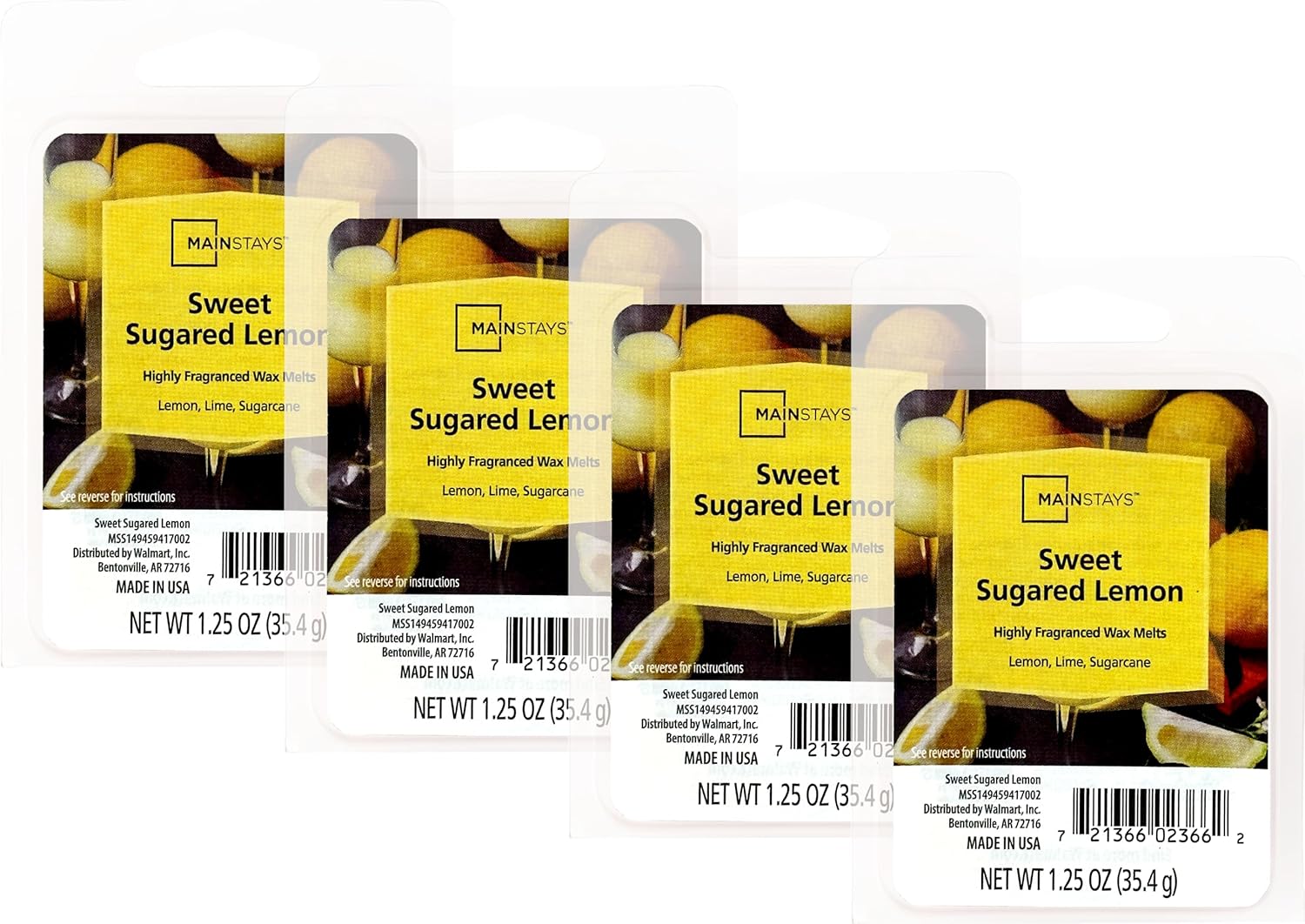 Mainstays Sweet Sugared Lemon Wax Cubes 4 Pack