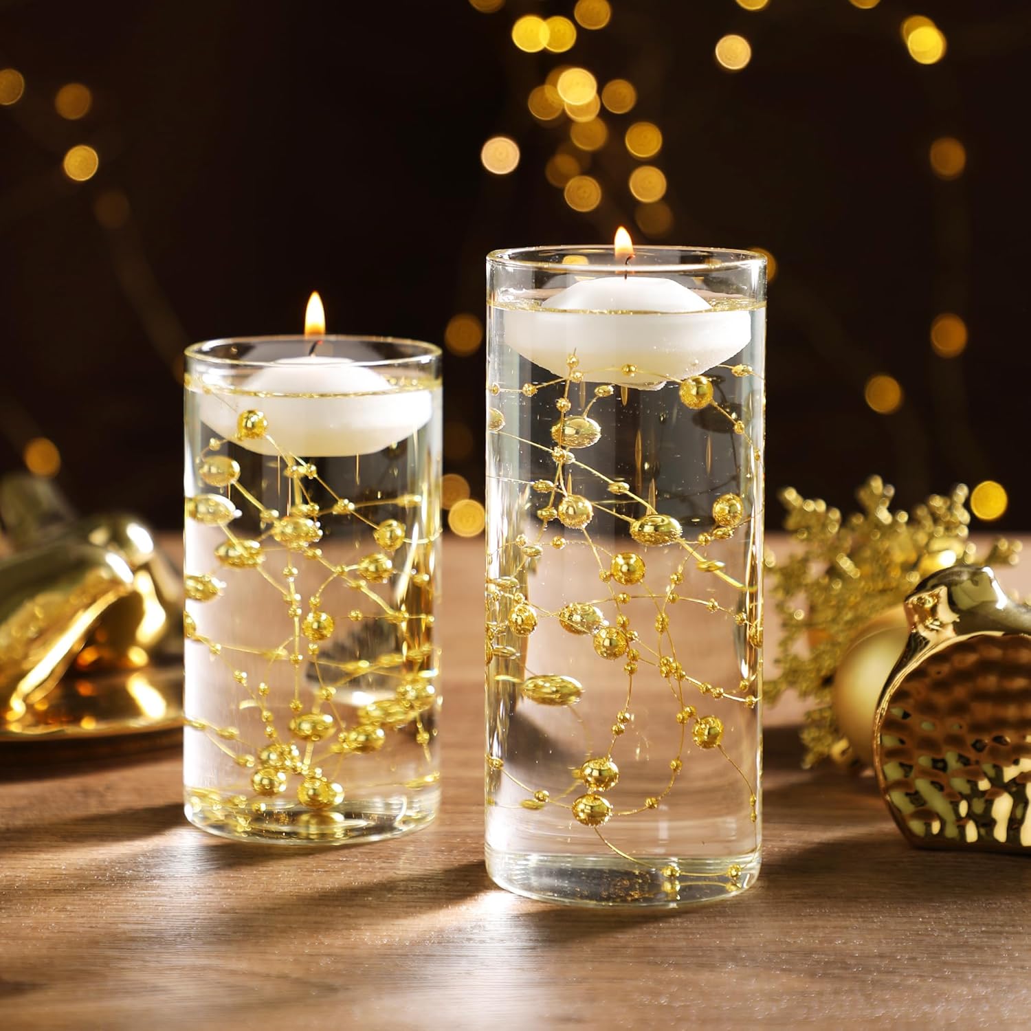 12 Piece Glass Vase Set with Floating Candles and Ice