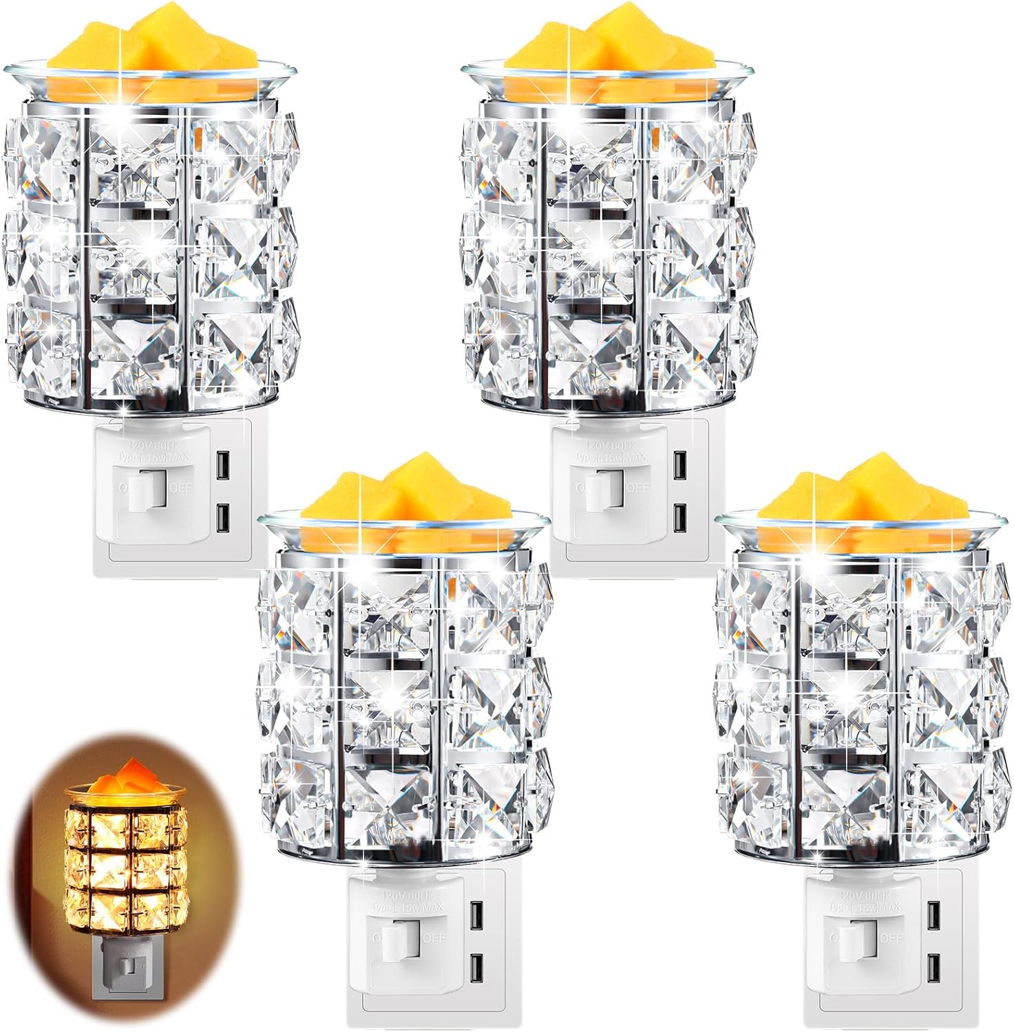 4 Pcs Wall Plug In Wax Warmer Crystal Fragrance Diffuser