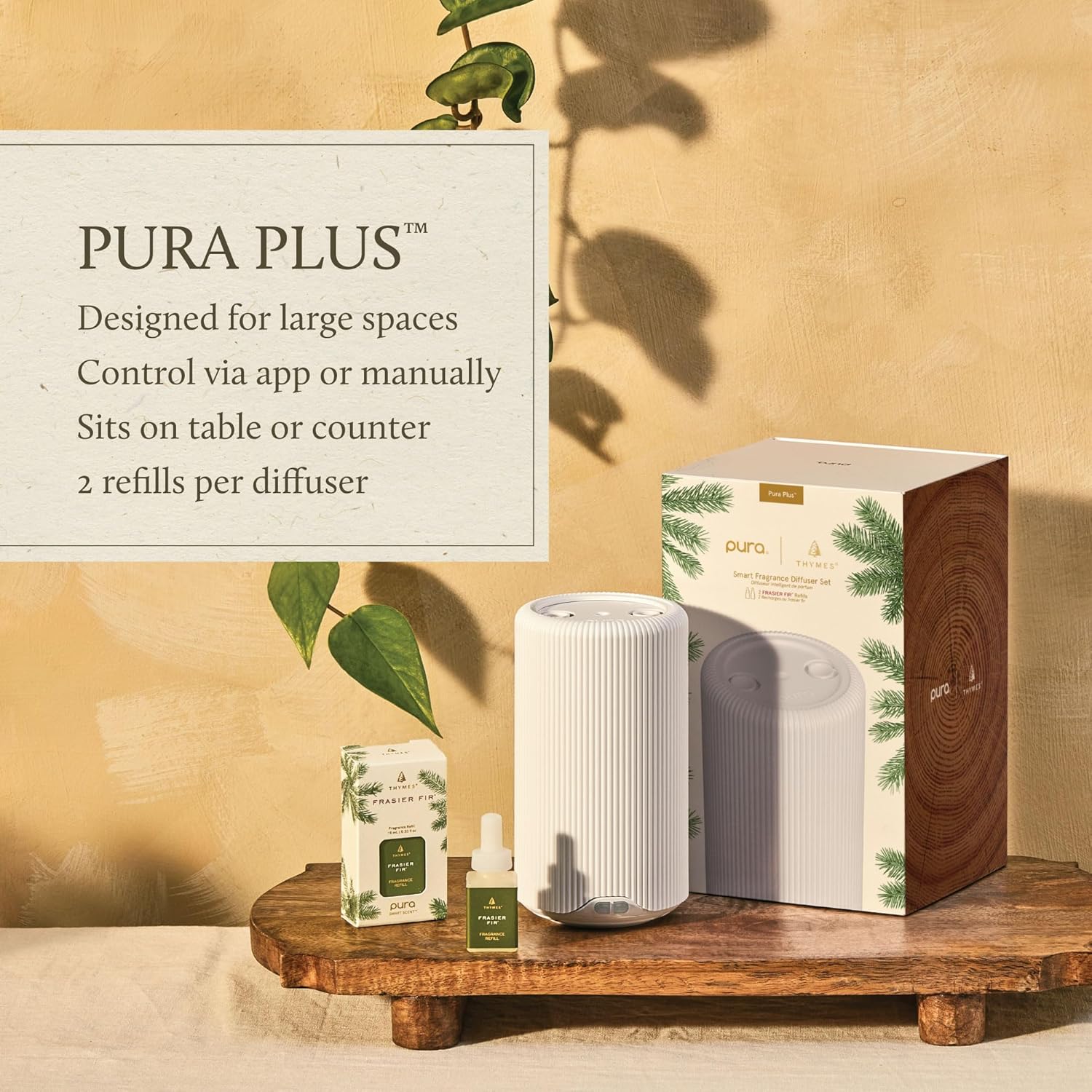 Thymes Pura Plus Smart Diffuser Kit with Frasier Fir Refills
