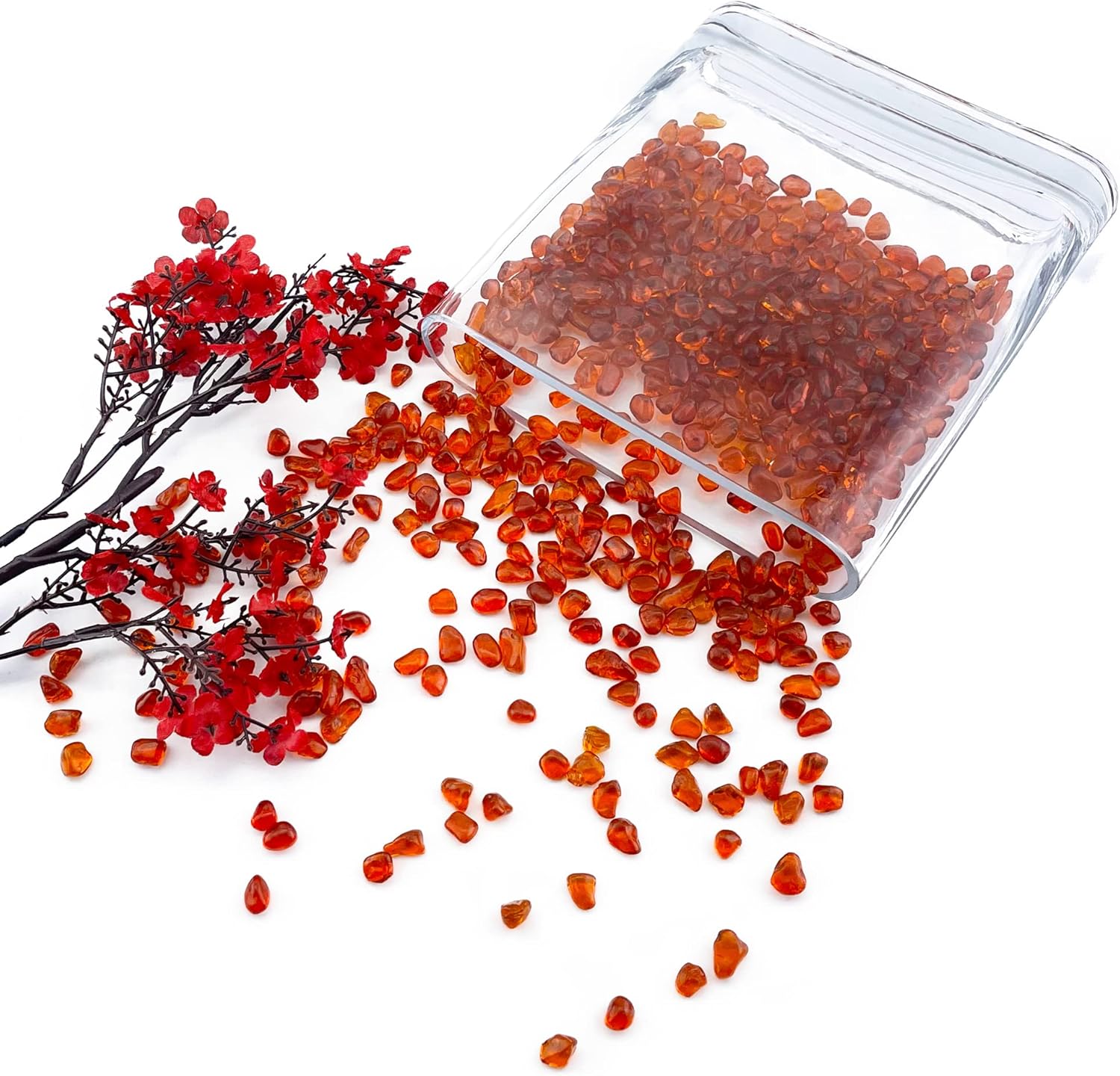 CYS EXCEL Red Orange Glass Vase Filler 10 LBS