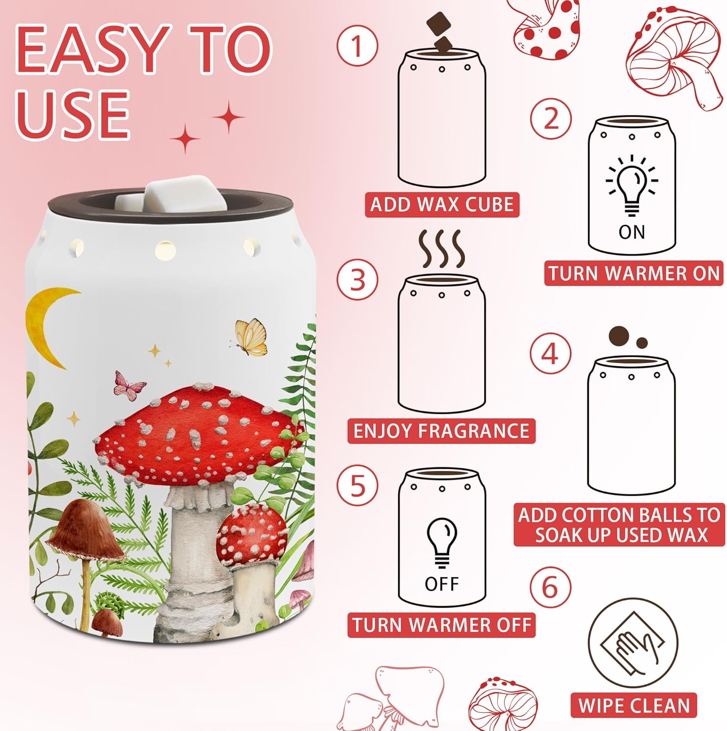 TEDDROP Mushroom Wax Melt Warmer Decor
