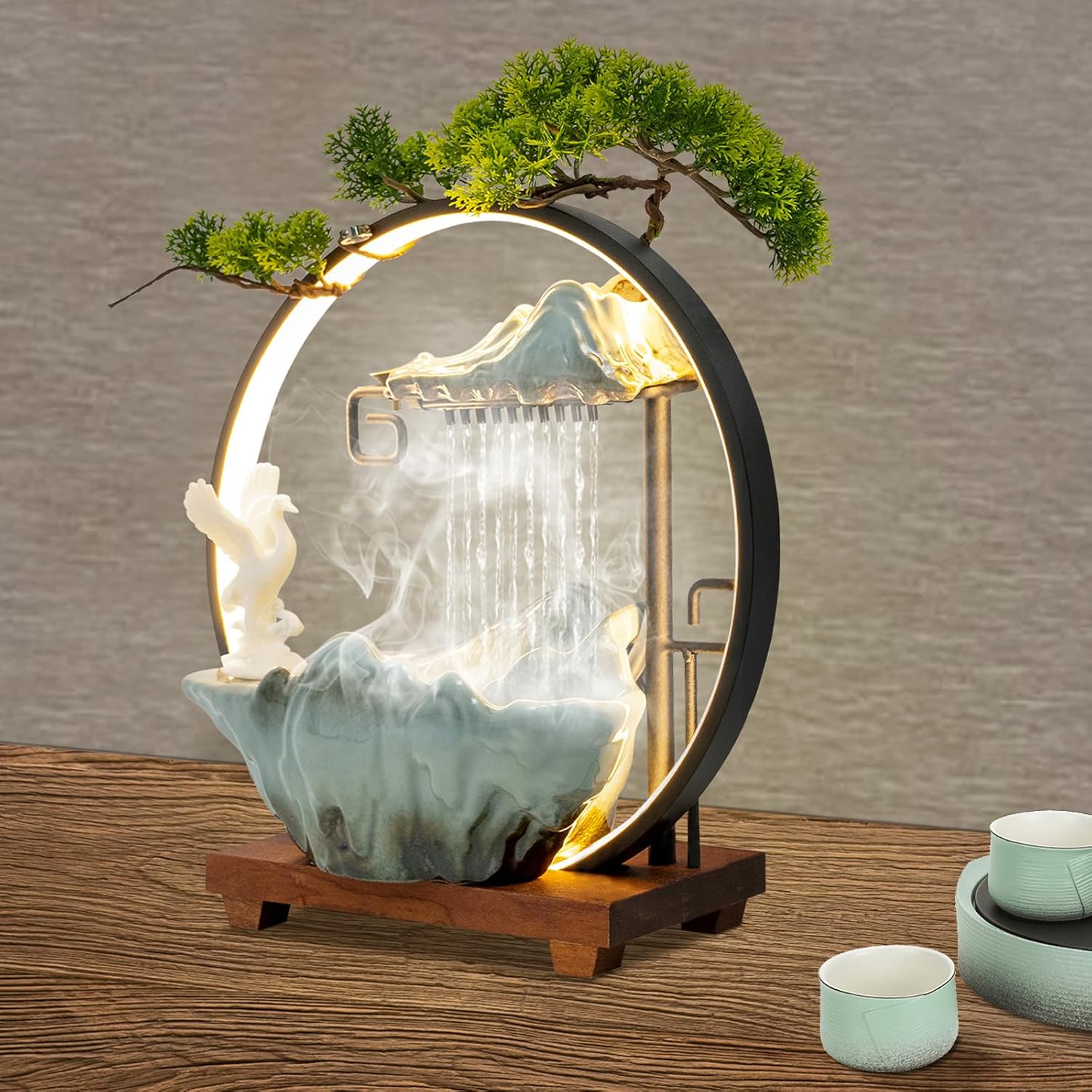 Philipreba 15In Tabletop Water Fountain with LED Light Mist