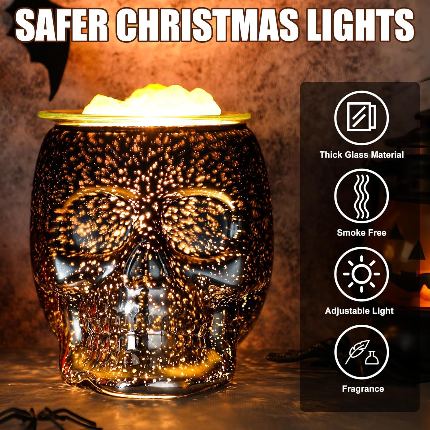 Halloween Skull Wax Melter with LED Light