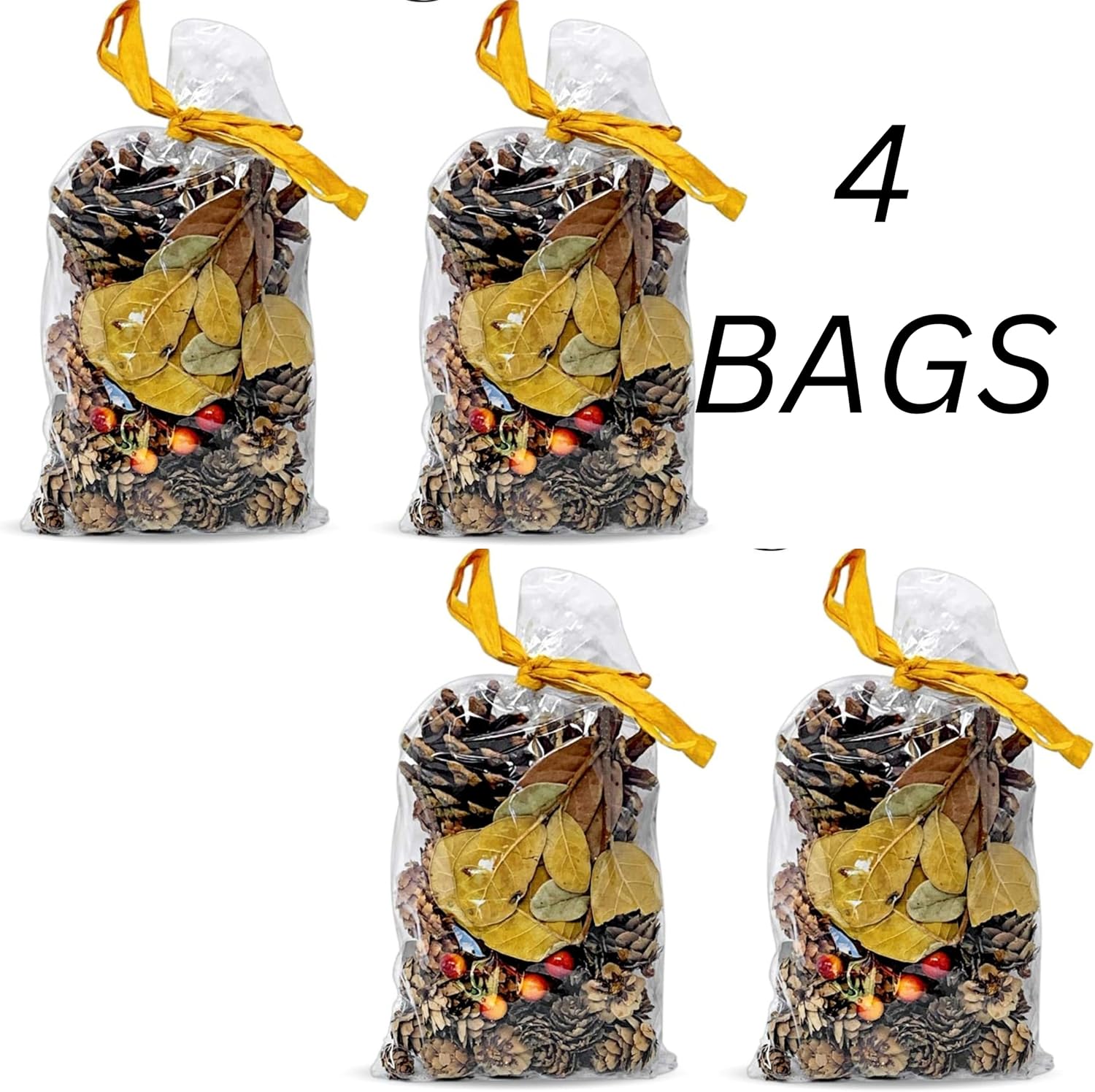 Pine Cones Acorns Leaves Berries - 4 Bags - Holiday Vase Filler
