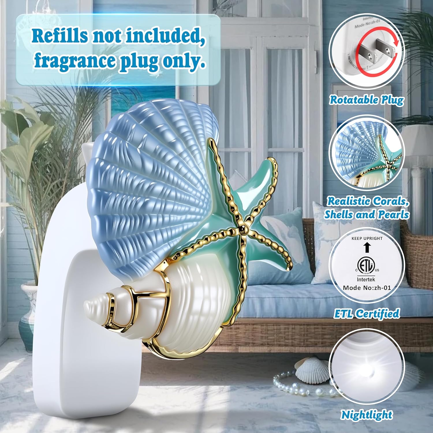 Marine Style Wall Fragrance Plug with Night Light