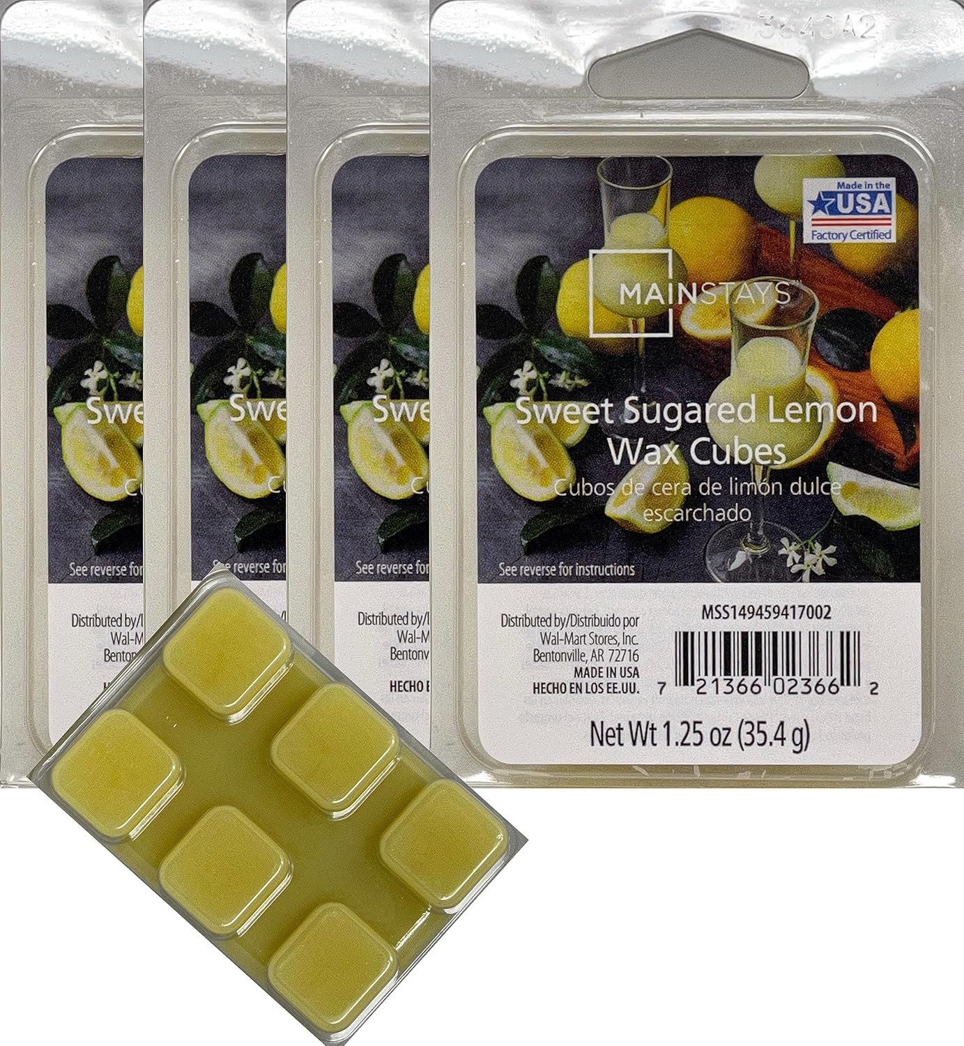 Mainstays Sweet Sugared Lemon Wax Cubes 4 Pack