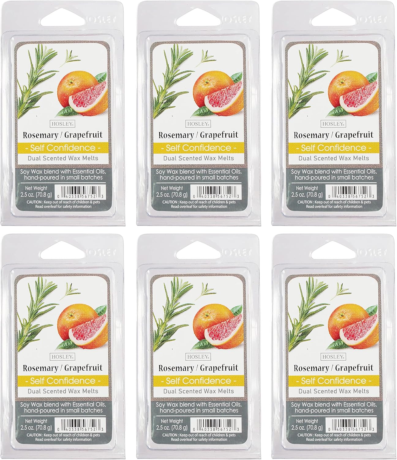 Hosley Set of 6 Rosemary Grapefruit Wax Melts - 25 oz Each