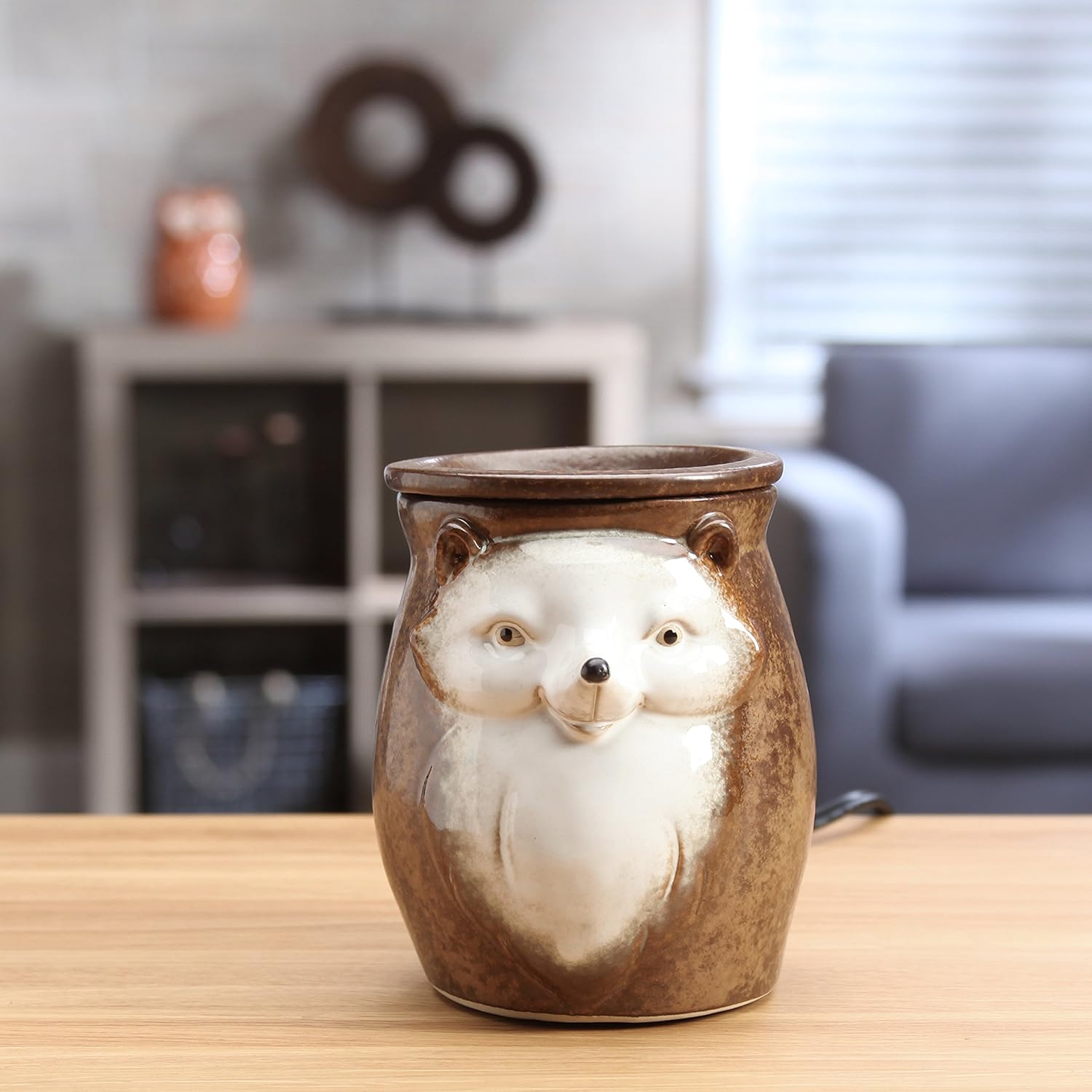 Hosley 5 Inch High Brown Woodland Animal Ceramic Electric Oil Warmer