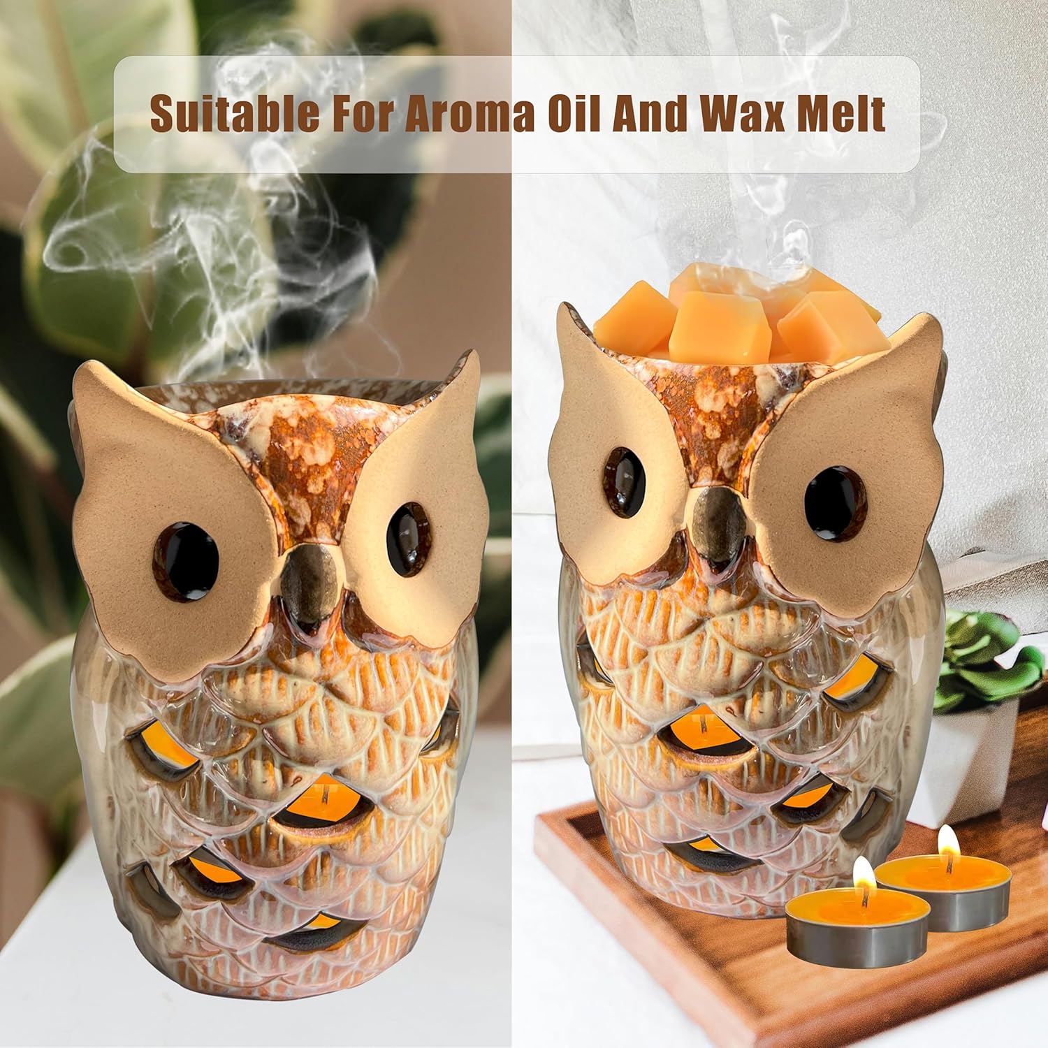 Ceramic Owl Wax Melt Warmer - Essential Oil Diffuser