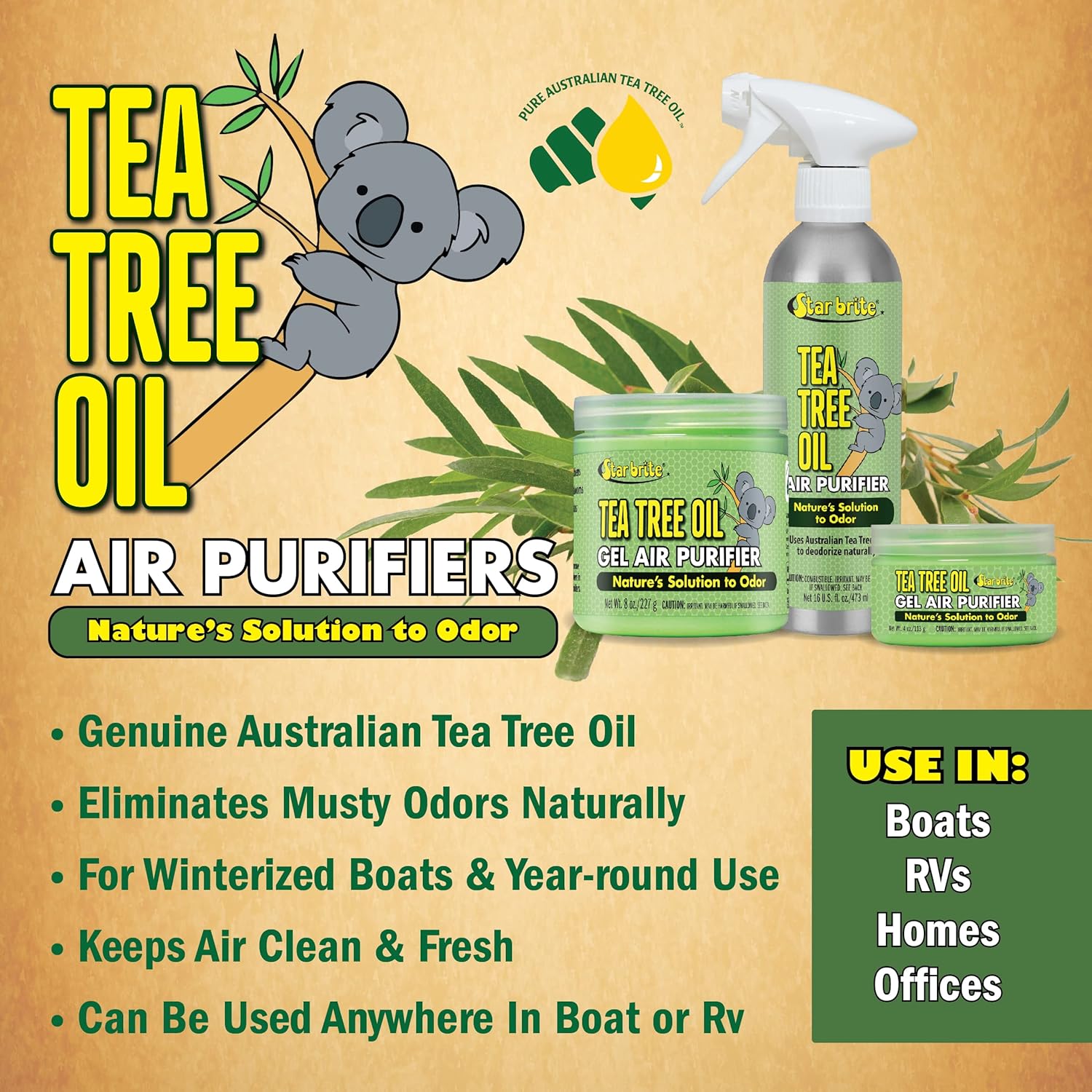 STAR BRITE ATTIA-Certified Pure Tea Tree Oil Gel Air Purifier 4 OZ