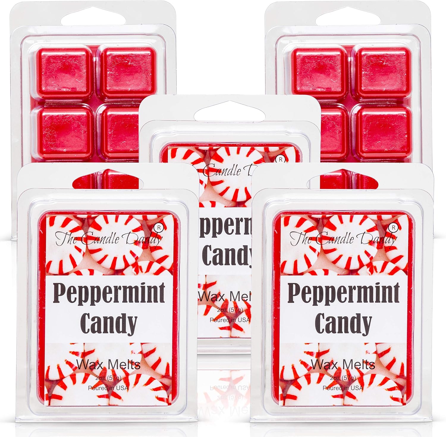 Peppermint Candy Scented Wax Melts - 6 Cubes 2 Ounces